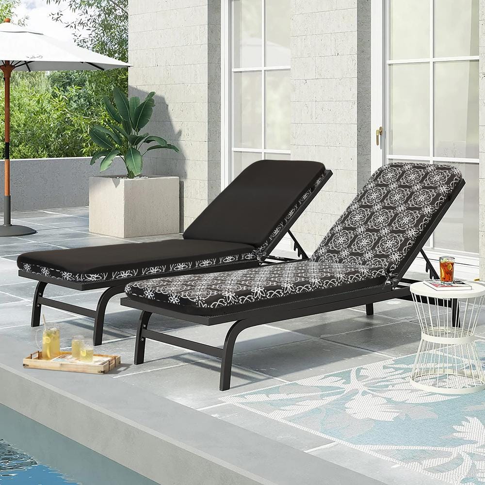 Commonwealth Home Fashions Ebony 22 in. x 73 in. Seat Pad Lounger in ...