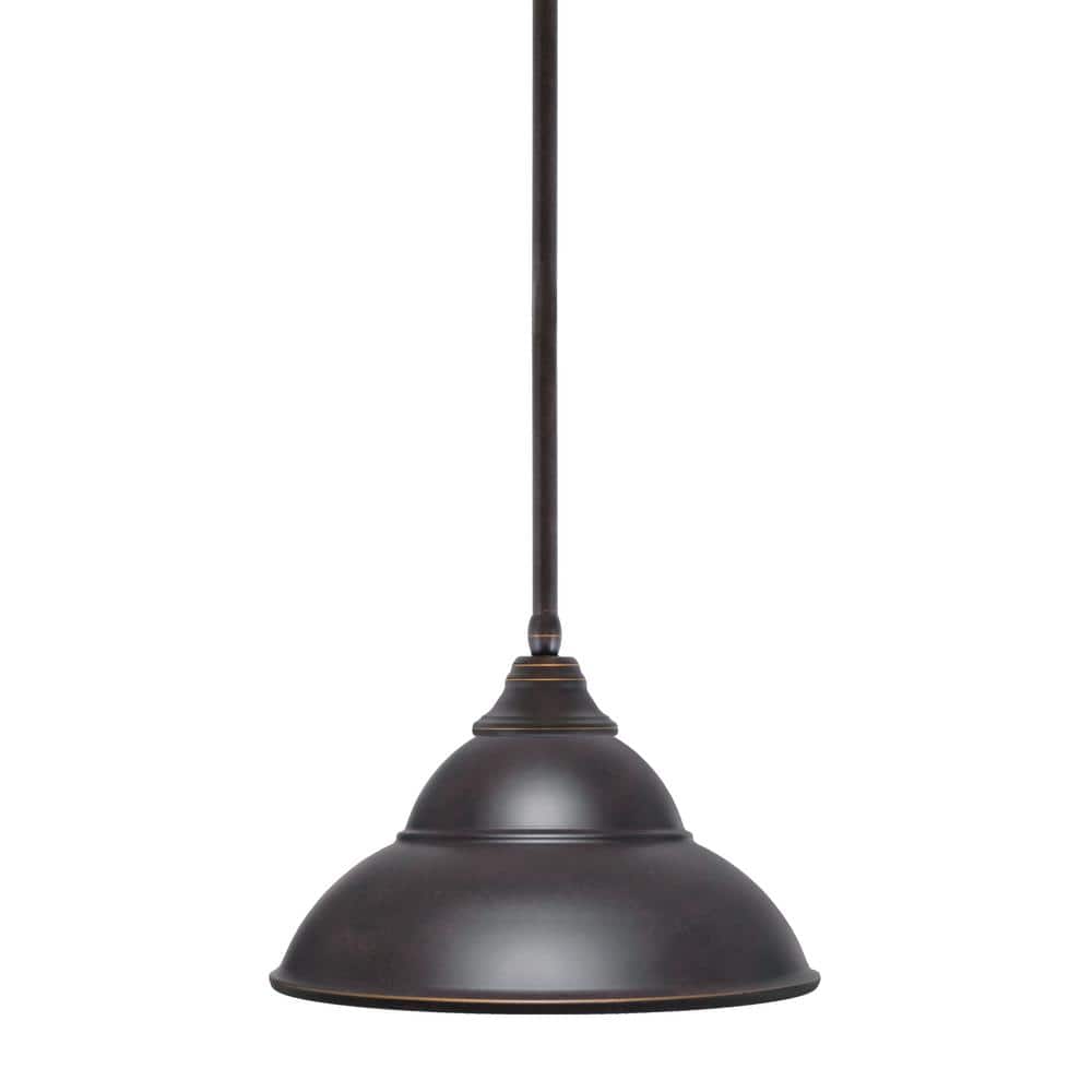 Sparta 100-Watt 1 Light Dark Granite Shaded Pendant Light with 13 in. New A