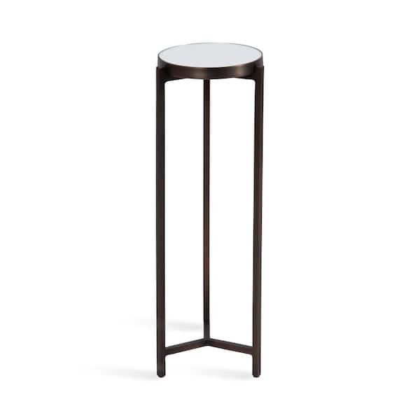 Kate and Laurel Aguilar 9 in. Bronze Round Glass End Table