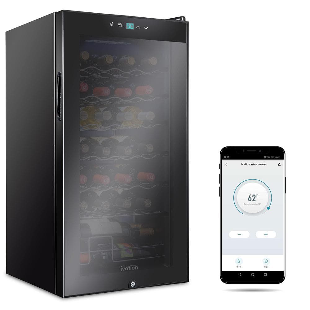 Ivation Wine Fridge, 28Bottles, Free standing Wine Cooler W/WiFi, App