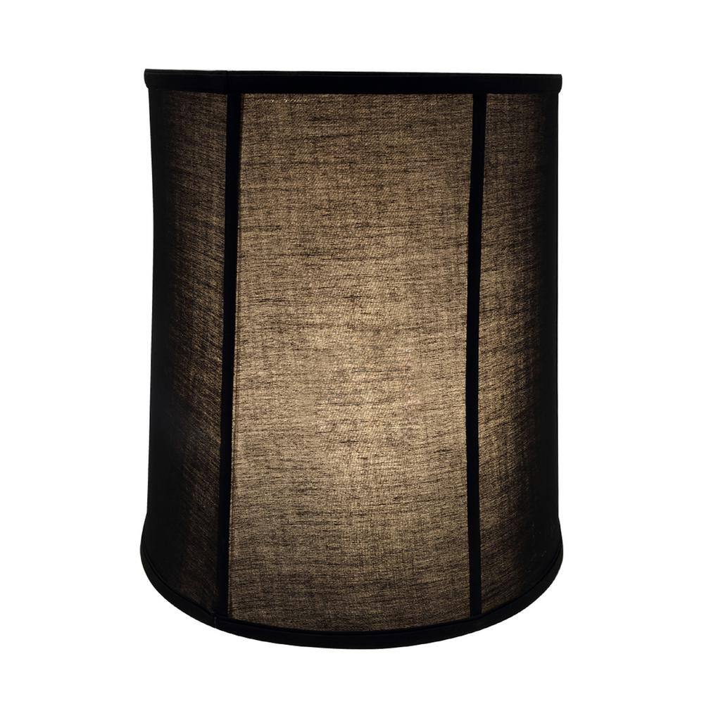 Black Tetoron Cotton Empire Lamp Shade with Vertical Piping, 14" x 15"