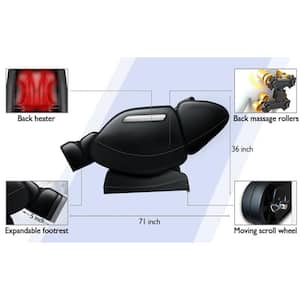 Favor-MM350 Black Recliner w/ Zero Gravity Full Body Air Pressure, Bluetooth, Heat, Foot Roller Massage Chair