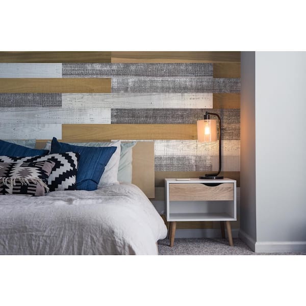 Easy Planking Thermo-treated 1/4 in. x 5 in. x 4 ft. Brown White and Gray Barn Wood Wall Planks 10 Sq. ft. per 6 Pack