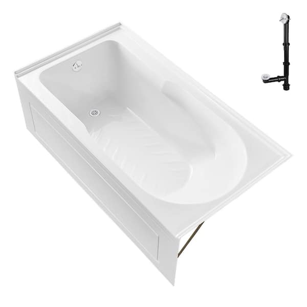 GA-308-18-WH 60 in. x 32 in. Acrylic Soaking Alcove Bathtub in Glossy White with Left-Hand Drain in Glossy White