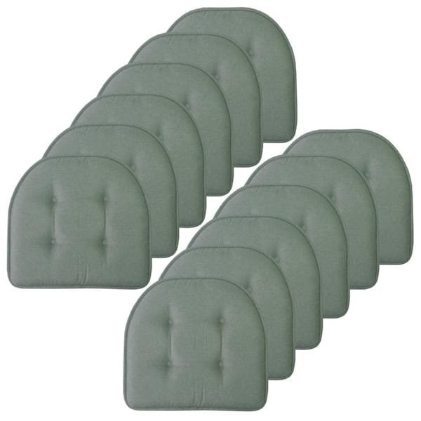 Solid U-Shape Memory Foam 17 in. x 16 in. Non-Slip Indoor/Outdoor Chair Seat Cushion (12-Pack), Scuba