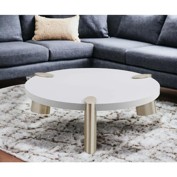 HomeRoots 40 in. Matte White Round Manufactured Wood Coffee Table