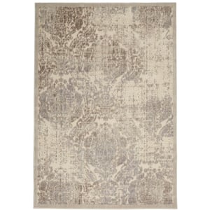 Graphic Illusions Ivory 4 ft. x 6 ft. Persian Vintage Area Rug