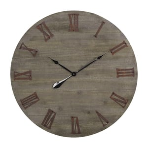 Wood Grey Rustic 32 in. Wall Clock