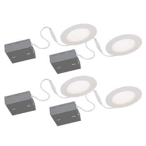 4 in. Canless 5000k Tunable New Construction Integrated LED Recessed Light Kit with White Trim for Shallow Ceiling