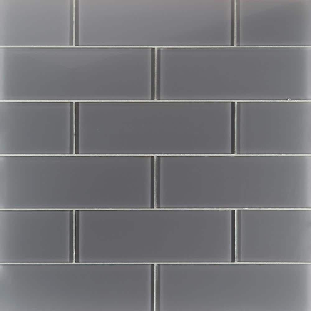 Ivy Hill Tile Contempo Smoke Gray 4 In X 31 In Polished Glass Mosaic