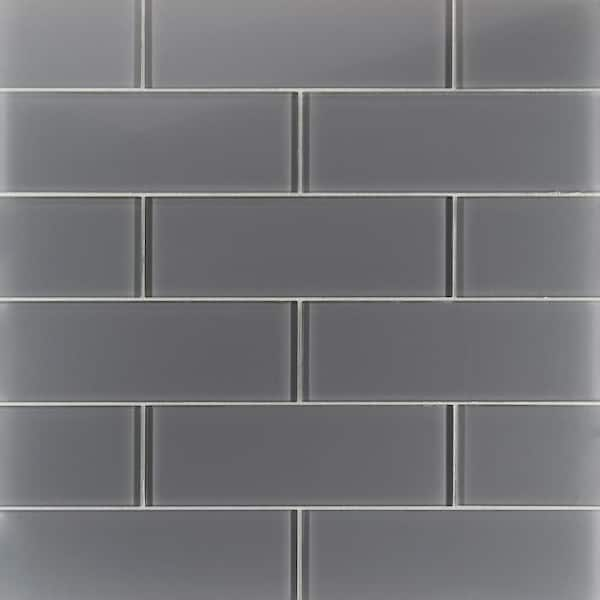 Ivy Hill Tile Contempo Smoke Gray 4 in. x .31 in. Polished Glass Mosaic Floor and Wall Tile Sample