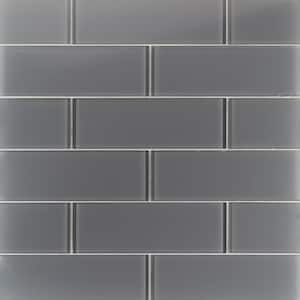 Contempo Smoke Gray Polished 4 in. x 12 in. x 8 mm Glass Subway Tile (15 pieces 5 sq.ft/Box)