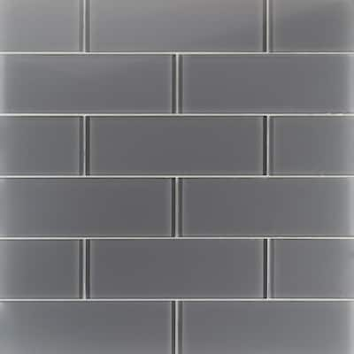 Contempo Smoke Gray Polished 4 in. x 12 in. x 8 mm Glass Subway Tile (15 pieces 5 sq.ft/Box)