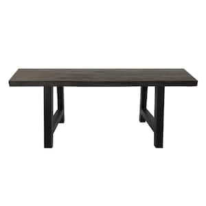 Rectangular Stone and Metal Outdoor Patio Dining Table