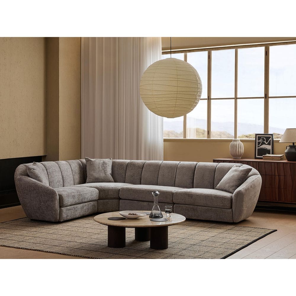 Modern 127 in. Wide Slope Arm Chenille Fabric L-Shaped Sectional Sofa Scall