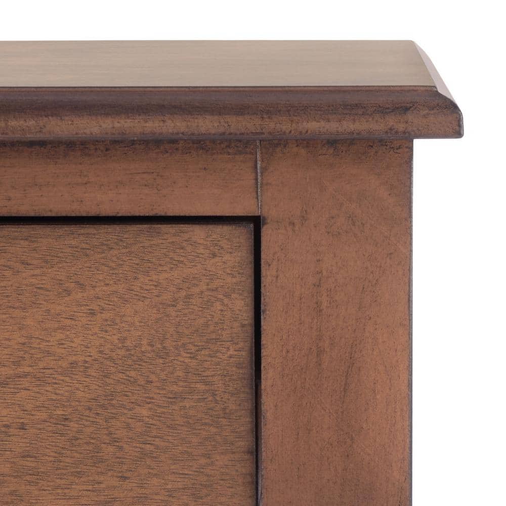 Athena Medium Brown Pinewood Accent Table with Storage