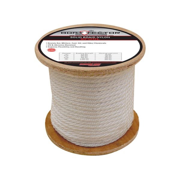 BoatTector Solid Braid Nylon Rope - 3/8 in. x 500 ft., White