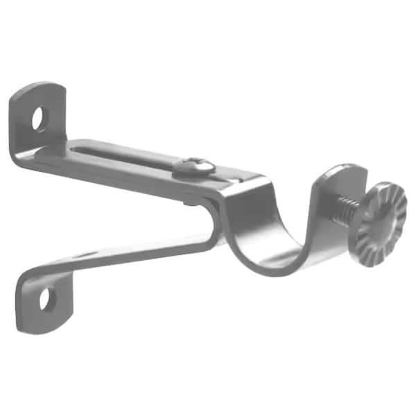 Brushed Nickel Steel Single 2 in. Projection Curtain Rod Bracket (Set of 2)