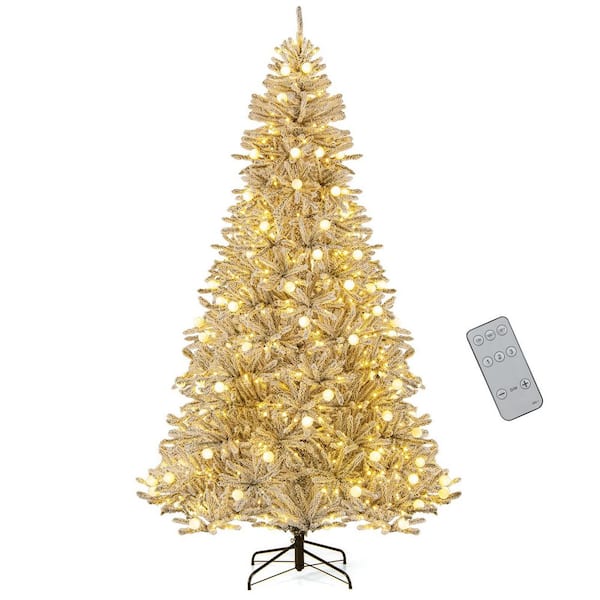 8 ft. Pri-Lit Snow-Flocked Christmas Tree With Base Sphere Light Remote