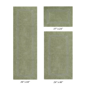 Lux Collection Sage 17 in. x 24 in., 24 in. x 40 in., 20 in. x 60 in. 100% Cotton 3-Piece Bath Rug Set