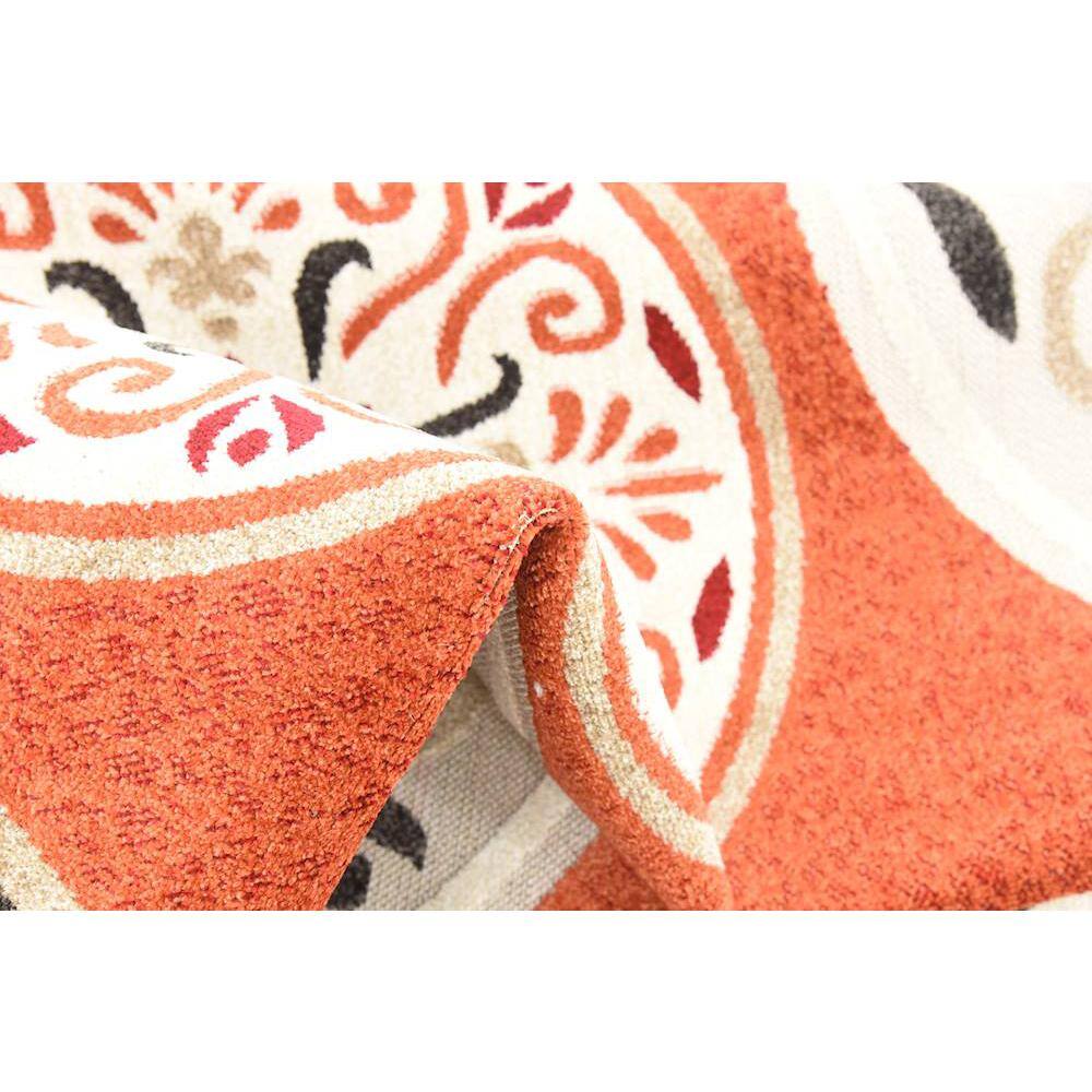 Terracotta and Beige Synthetic Rectangular Outdoor Area Rug