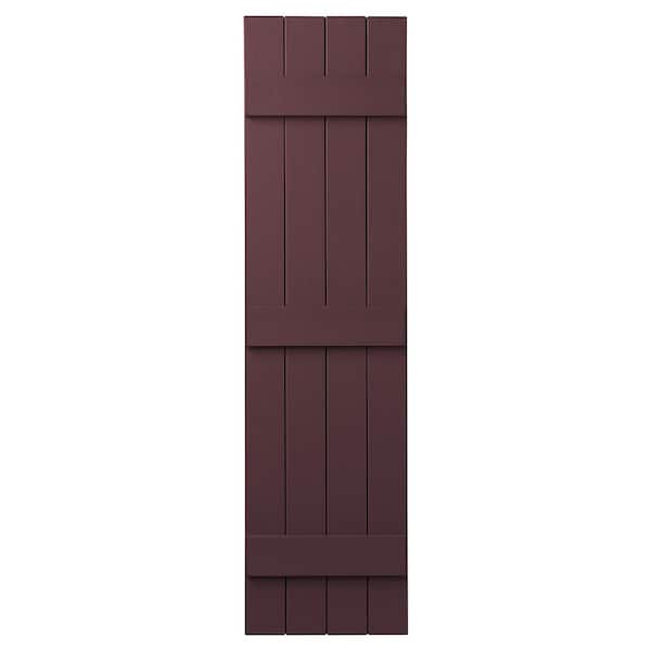 Ply Gem 15 in. x 63 in. Polypropylene 4-Board Closed Board and Batten Shutters Pair in Vineyard Red