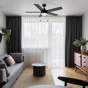 Zaire 52 in. Color Changing Integrated LED Indoor Matte Black 5-Speed DC Ceiling Fan with Light Kit and Pull Chain