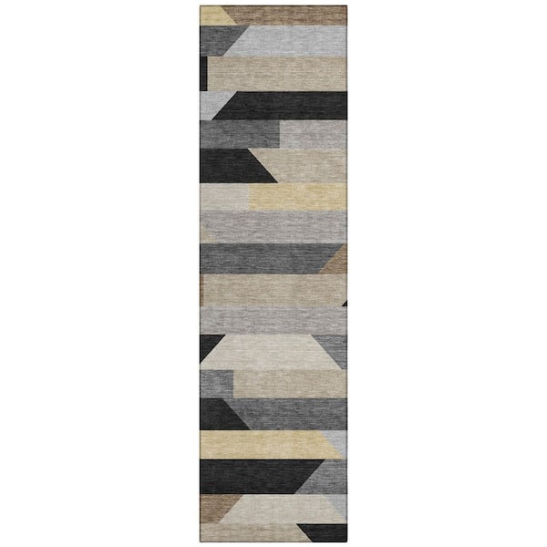 Chantille Machine Washable Indoor/Outdoor Abstract ACN3113 Graphite 2 ft. x 7 ft. Runner Rug