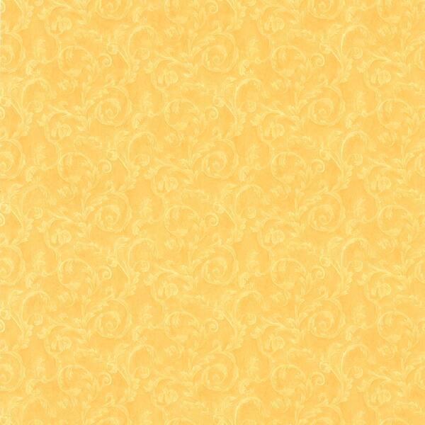 Brewster Lilian Mustard Scroll Wallpaper