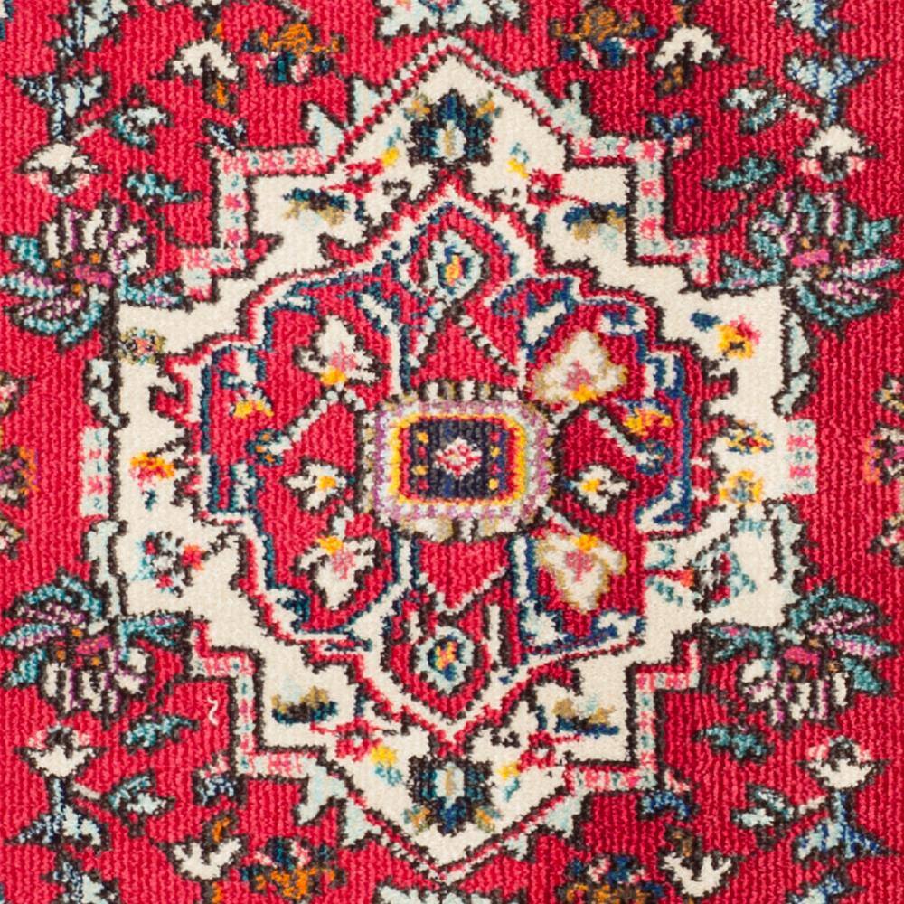 Red and Turquoise Floral Synthetic Area Rug