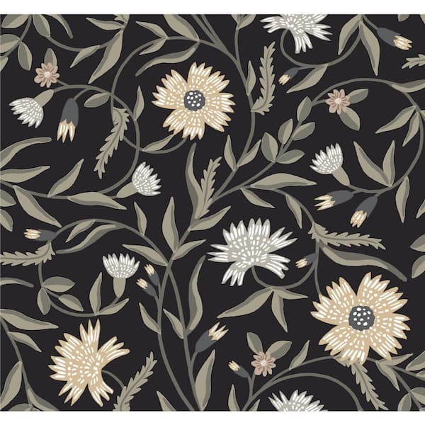Aster Black Matte Non-Pasted Wallpaper