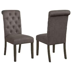 Balboa Rustic Brown and Gray Fabric Tufted Back Side Chairs Set of 2