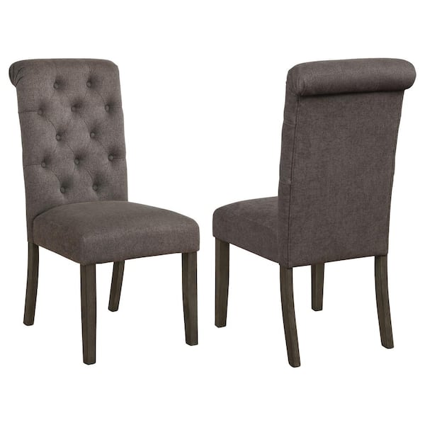 Coaster Balboa Rustic Brown and Gray Fabric Tufted Back Side Chairs Set of 2