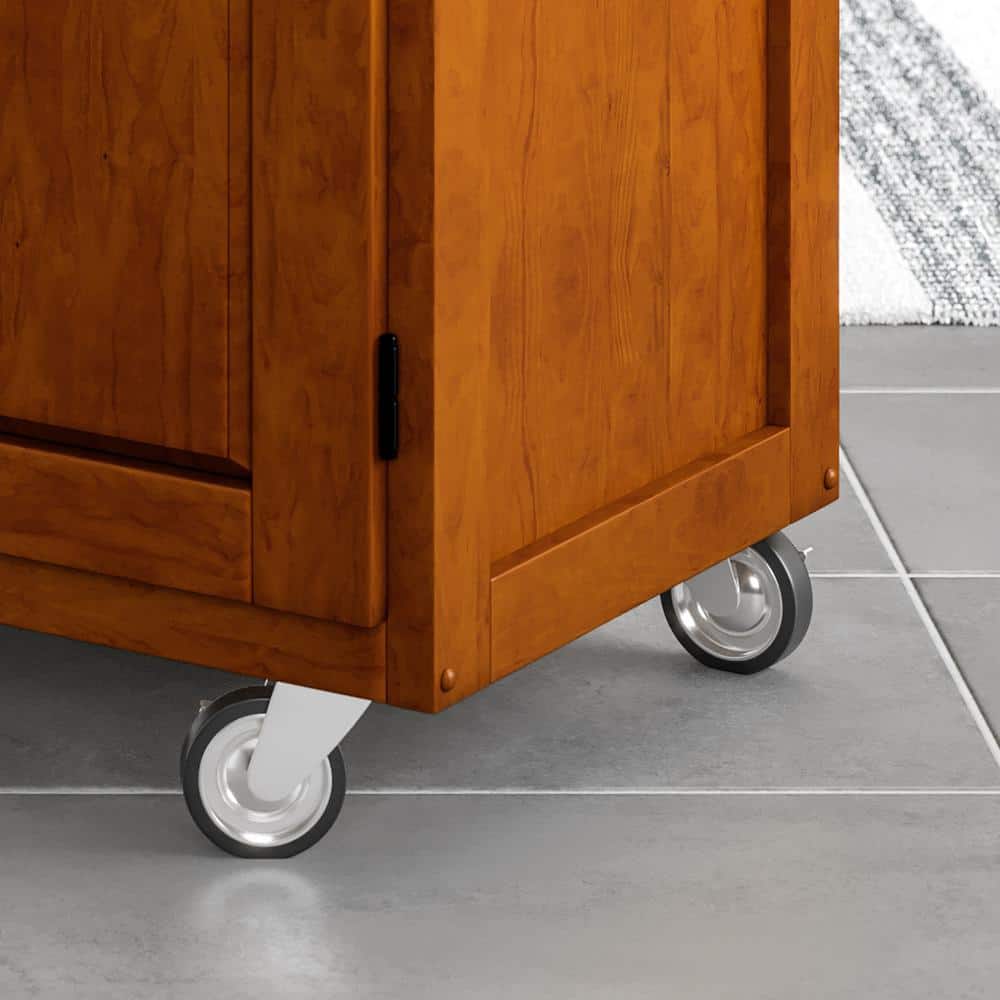Medium Cherry and Salt Pepper Granite 48" Kitchen Cart with Spice Rack