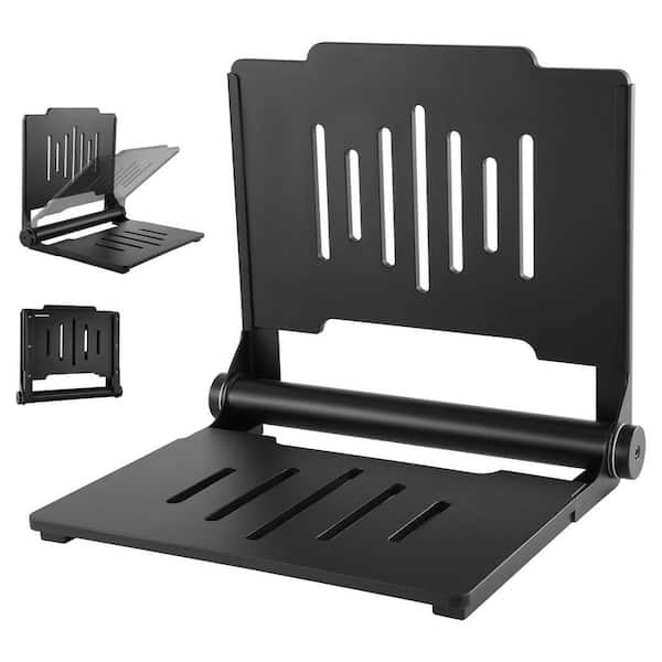 Foldable Wall-Mounted Shower Seat, 17. 8in. Folding Bench with Plastic Fold-Down Bathroom Seat, 400 lbs. Capacity