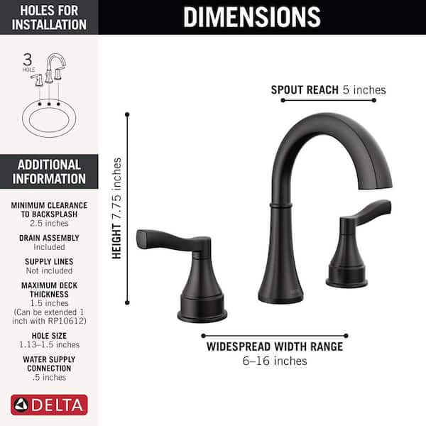 Delta - Faryn 8 in. Widespread Double Handle Bathroom Faucet in Matte Black