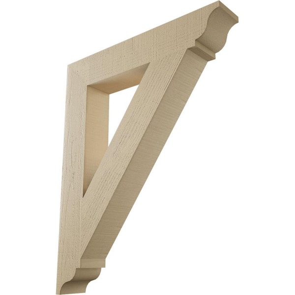 Ekena Millwork 5.5 in. x 40 in. x 32 in. Traditional Traditional Rough Cedar Woodgrain Timberthane Polyurethane Bracket, Primed Tan