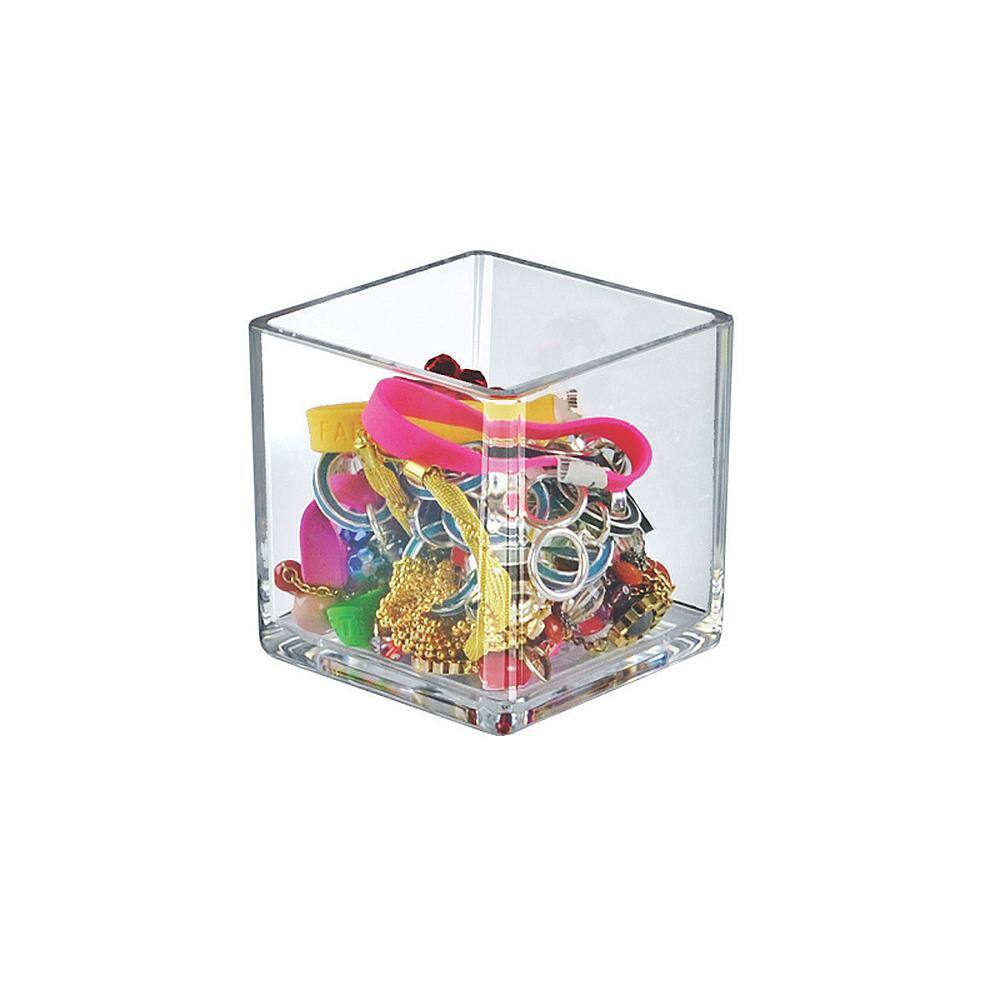 Deluxe 4" Clear Acrylic Cube Display Bin, Set of 4