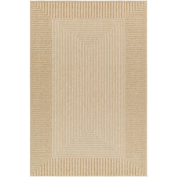 Rockport Tan Border 8 ft. x 10 ft. Indoor/Outdoor Area Rug