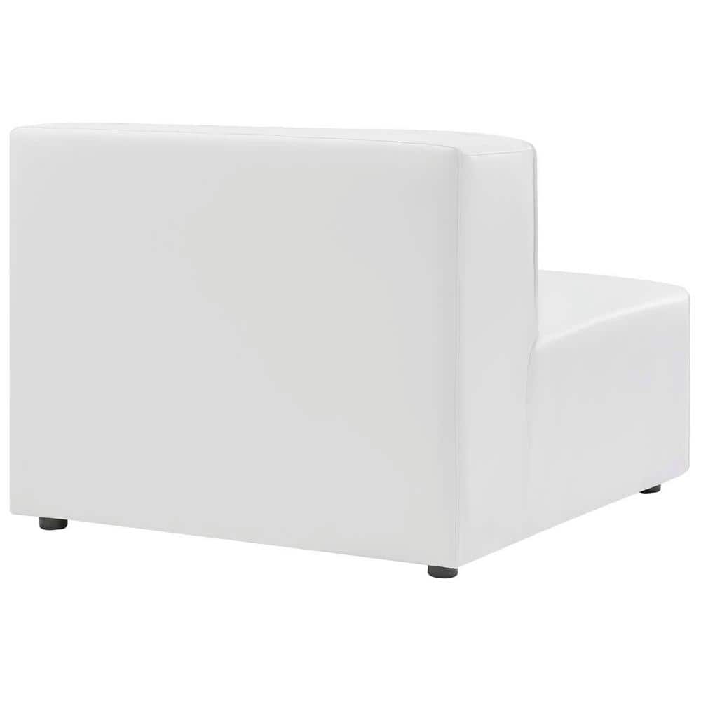 Mingle White Vegan Leather Armless Chair with Plastic Legs