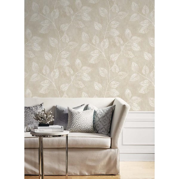 57.5 sq. ft. Summer Sand Branch Trail Silhouette Nonwoven Paper Unpasted Wallpaper Roll