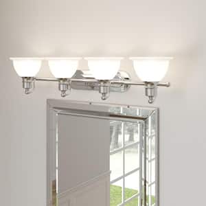 Madison Collection 37-1/2 in 4-Light Polished Chrome Etched Glass Traditional Bath Vanity Light