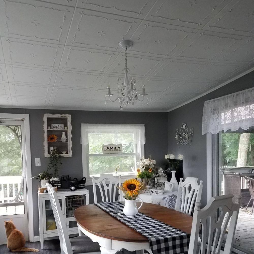 Spring Buds Plain White Decorative Foam Glue-Up Ceiling Tile