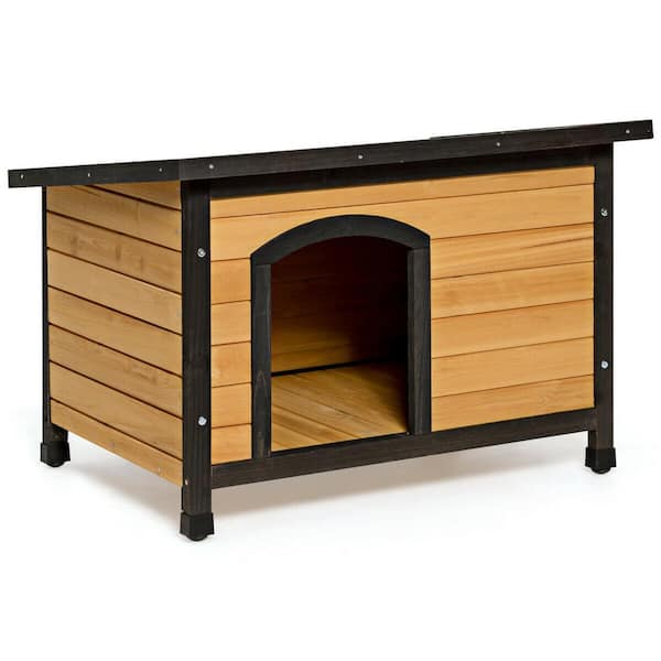 ANGELES HOME Wood Extreme Weather Resistant Pet Log Cabin-Medium