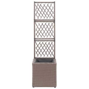 Trellis Raised Bed with 1-Pot 11.8 in. x 11.8 in. x 42.1 in. Poly Rattan Brown