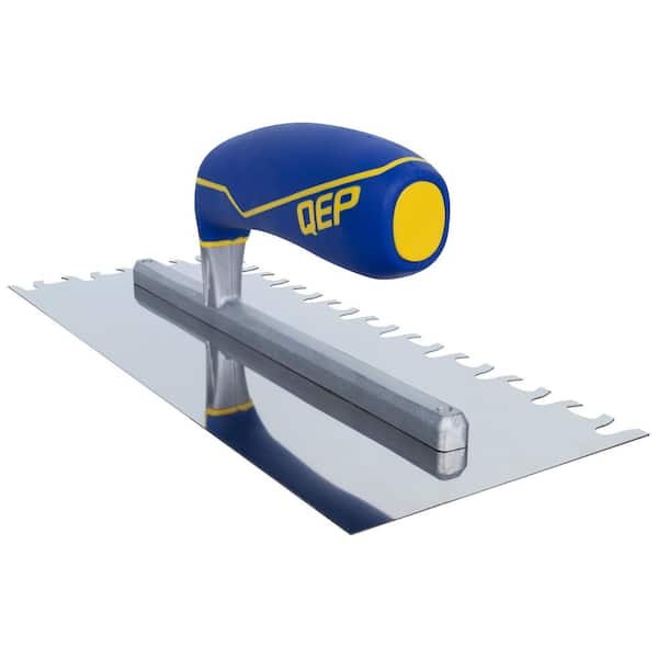 QEP 11 in. W X 4-1/2 in. L Stainless Steel Square Notched Trowel QEP 11 in. W X 4-1/2 in. L Stainless Steel Square Notched Trowel