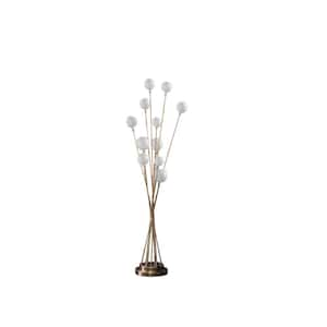 46 in. Yellow Gold Floor Lamp 11-Light Acrylic Globe Aluminum LED Chrysanthe