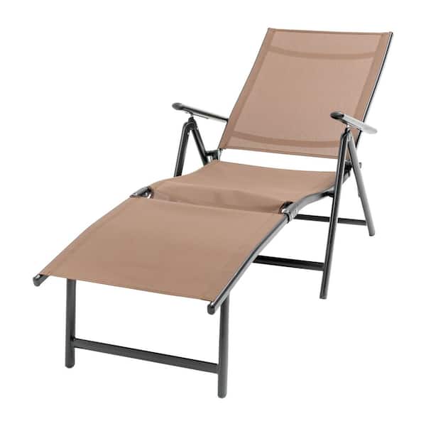 Aluminum Folding Brown one Piece Metal Outdoor Lounge Chair