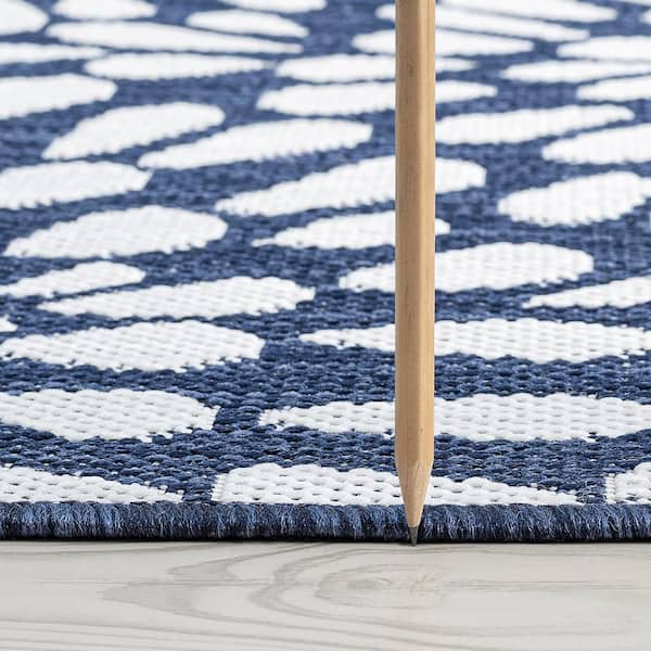 Eco Floral Navy 9 ft. x 12 ft. Indoor/Outdoor Area Rug