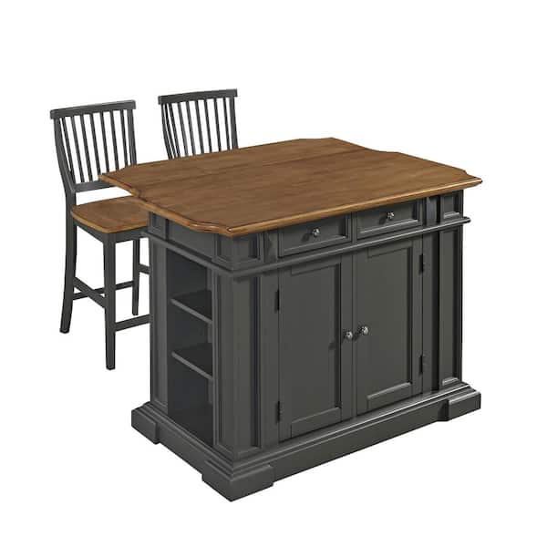 HOMESTYLES Americana Grey Kitchen Island With Seating